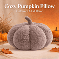 thumbnail image 2 of Halloween Plush Pumpkin Pillow, Gray Decorative Throw Cushion with Gray Stem, Fall Sofa Couch, Cozy Home Decor & Fall Gift, 2 of 7