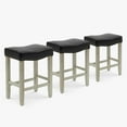 thumbnail image 3 of WestinTrends 24" Upholstered Saddle Seat Antique Gray Counter Stool (Set of 3), Antique Gray, 3 of 4