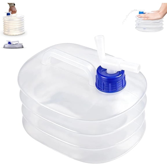 Collapsible Water Container with Spigot, Accordion Expandable Camp Jug Foldable Water Jug with Carry Handle for Camping, RV, Hiking and Travel (3L/0.79Gal)