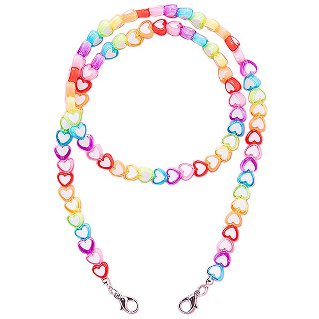 Collar De Cuentas, Collar De Cuentas De Corazón Acrílico, Cordones Para Cubrir La Cara, Cadena De Gafas, Bisutería, Collares De Hilo Para Mujeres Y Niñas Moyic AP007679-01