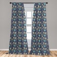 thumbnail image 4 of Ambesonne Space Curtains, Cartoon Cats Dogs Earth Art, Pair of 28"x95", Purpleblue Teal and Beige, 4 of 4