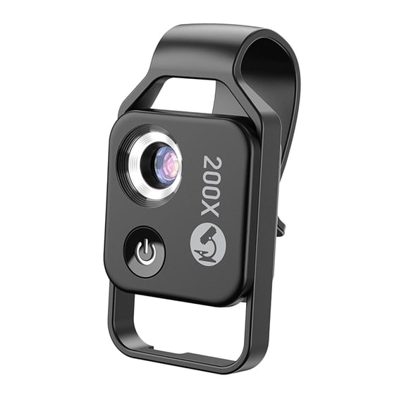 Microscopio de aumento de 200x, mini lente micro de gran aumento, 6 LED, digital, móvil, compatible con la mayoría de los teléfonos inteligentes Microworld Negro