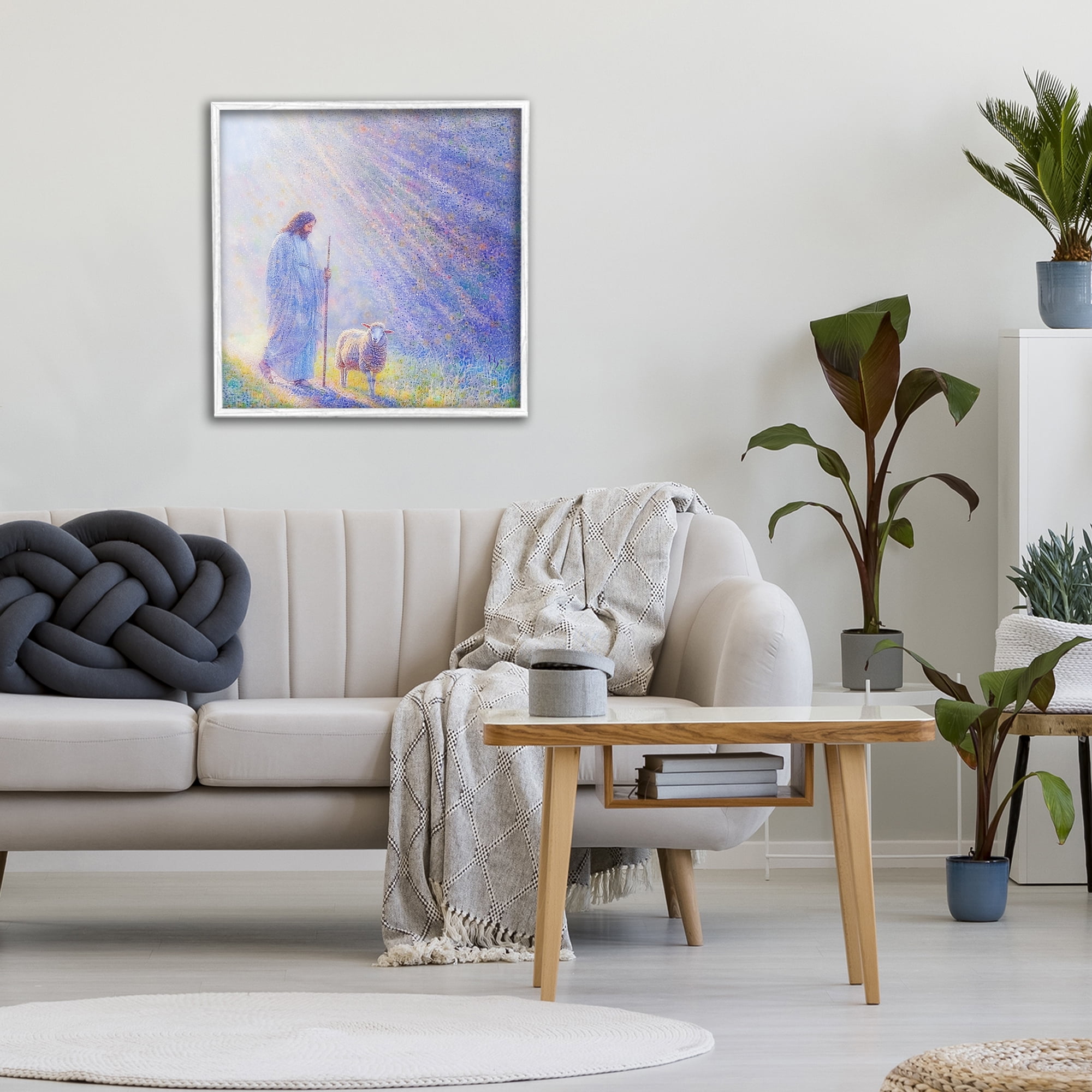 Guiding Light Shepherd White Framed Giclee Art, design by Ivan Guaderrama