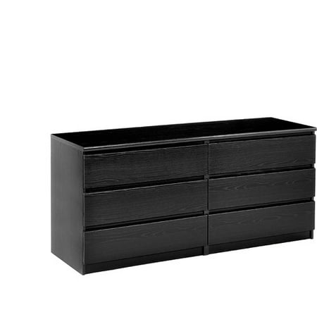 Laguna Double 6 Drawer Dresser Black Wood Grain