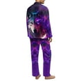thumbnail image 4 of SEANATIVE Galaxy Wolf Button Pajamas for Men Size XS Long Sleeve Sleepwear with Pockets 2 Piece Daily Loungewear Plus Size Button Down Pajamas Long Sleeve Nightwear, 4 of 6
