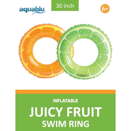 Aquablu Inflatable Inner Tube Cool Summer Swim Ring & Lounge Float for Pool Beach Lake River & More 30 Diameter Juicy Fruit Design Perfect for Kids Teens & Adults Ages