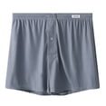 thumbnail image 2 of Joernso Men Boxer Underwear Elastic Waist Mid-rise Shorts Briefs Solid Color Wide Loose Fit Button Fly Ice Silk Thin Panties, 2 of 8