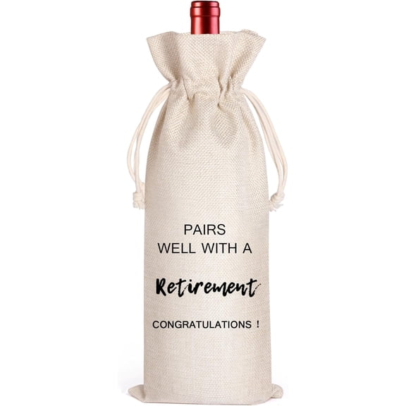 1pcs Retirement Gift Wine Bags, Linen Wine Gift Bag, Reusable wine bag, Retirement Gifts for Best Friends Coworkers, Brothers, Sisters, Neighbors and Superiors, Personalized