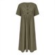 thumbnail image 4 of Vestido largo boho de manga corta con cuello en V y bolsillos para mujer: vestido de playa de poliéster con estampado floral para el verano, 4 of 5