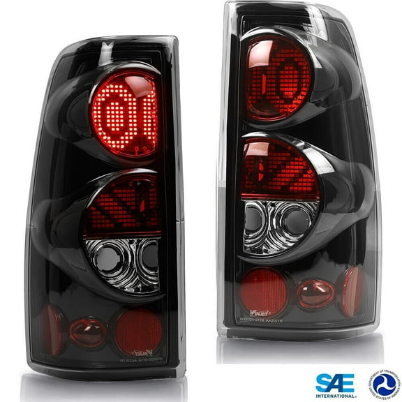 Winjet LED Tail Lights For Chevy Chevrolet Silverado 1999-2007 1500/2500/3500 GMC Sierra & 1999-2003 Taillights Assembly Pickup Brake Rear Lamps Glossy Black/Clear