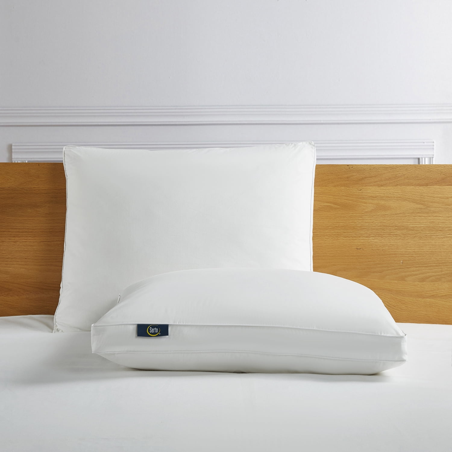 Serta 233 Thread Count White Goose Feather And White Goose Down Fiber Bed Pillow-Back Sleeper