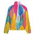 thumbnail image 6 of Jackets for Women Winter Coat Jackets Flannel Stand Collar Jacket(Vibrant Colorful Tropical Leaf Art,Size:S-4XL), 6 of 7