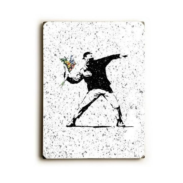 One Bella Casa 75357SW912 9 x 12 in. Rage Flowers Textured Solid Wood Wall Decor by Banksy, White
