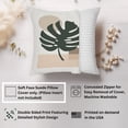 thumbnail image 2 of Ethan Taylor Botanical Throw Pillow Soft Cushion Cover 'Monstera Leaf I Botanicals Monstera Leaf' Bohemian Pattern Decorative Square Accent Pillow Case, 18x18 Inches, Green, Beige, 2 of 5