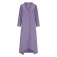thumbnail image 7 of Womens Summer Linen Dress - Oversized Boho Long Sleeve V-Neck Tiered Ruffle Irregular Hem Maxi Long Sundress, 7 of 7