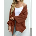 thumbnail image 2 of Women's Fall Open Front Long Lantern Sleeve Cardigan Oversized Chunky Outwear with Pocket, 2 of 8