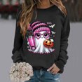 thumbnail image 3 of YVNAURA Women‘s Spooky Season Funny Graphic Oversized Sweatshirt Crewneck Long Sleeve Pullover Cute Halloween Loose Fit Fall Top Casual 1 Pack, Dark Gray,XXXL, 3 of 5