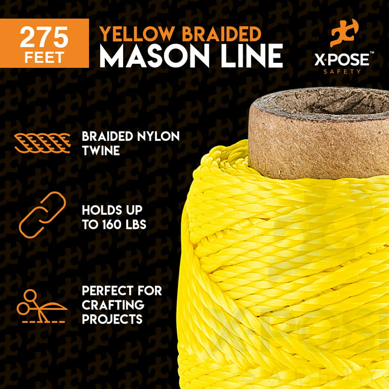 Nylon Twine - 275' Nylon String - Synthetic Thin Twine String - Indoor &  Outdoor Use for Crafts, Camping, Garden, Line Level, Marine, Fishing, Trot  Line, Decoy, Property Markers, Construction (Yellow) 