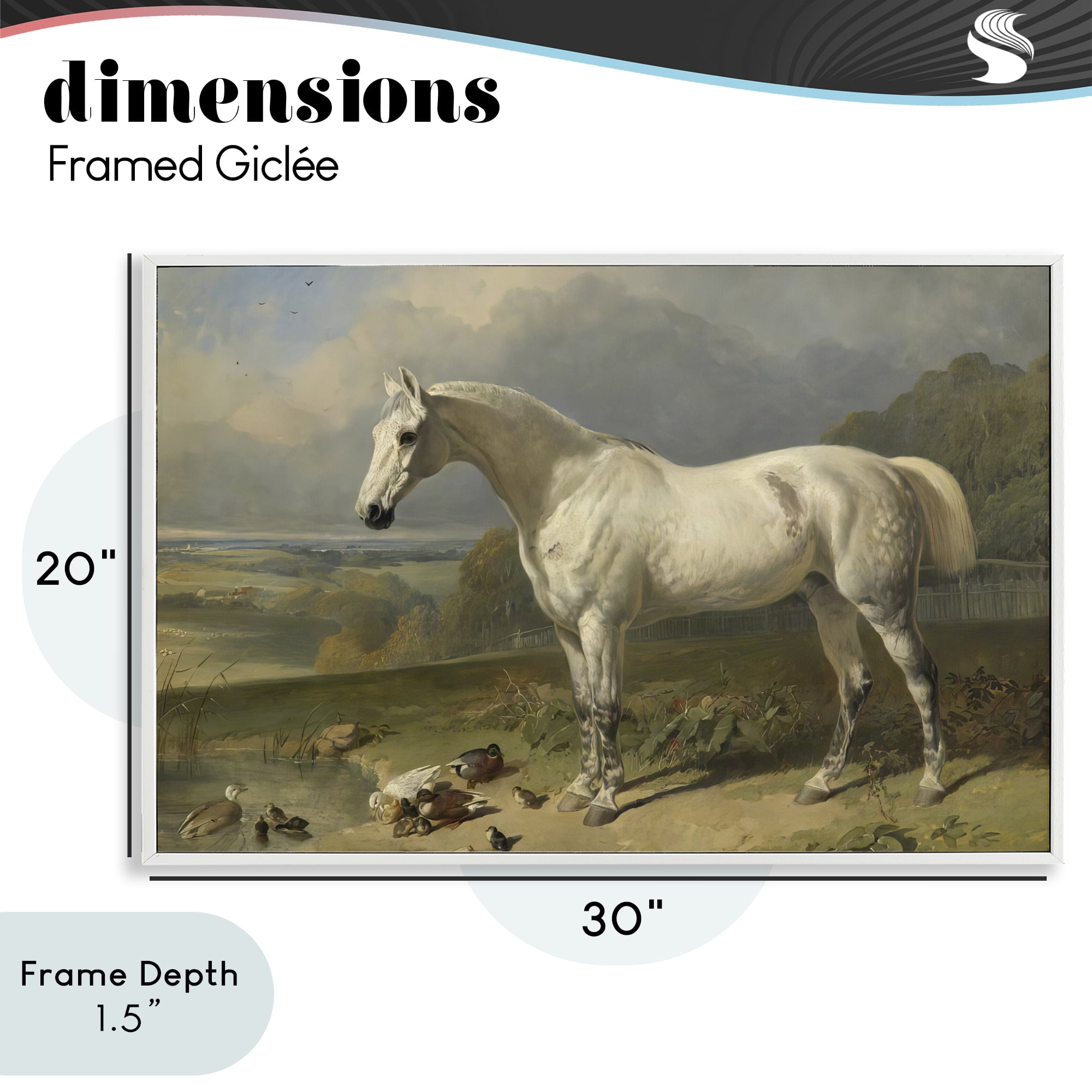Stupell Industries Grey Horse And Ducks In Landscape White Framed Giclee Art, design by Tina LeCour