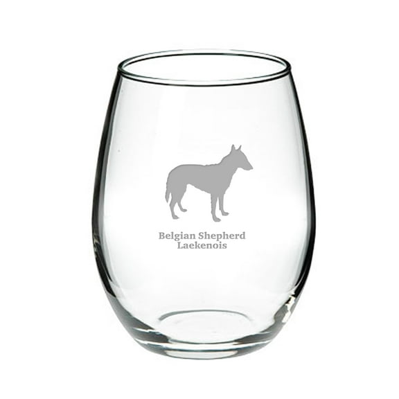 Belgian Shepherd Laekenois Deep Etched Stemless Red Wine Glass