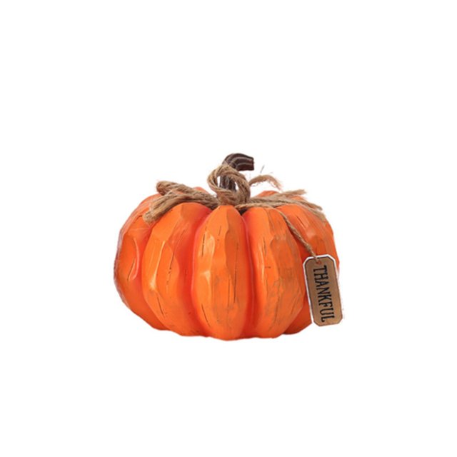 TheFound Halloween Pumpkin Figurine Classic Pumpkin Statue with Note/Leaf Home Decorations Fall Party Favors