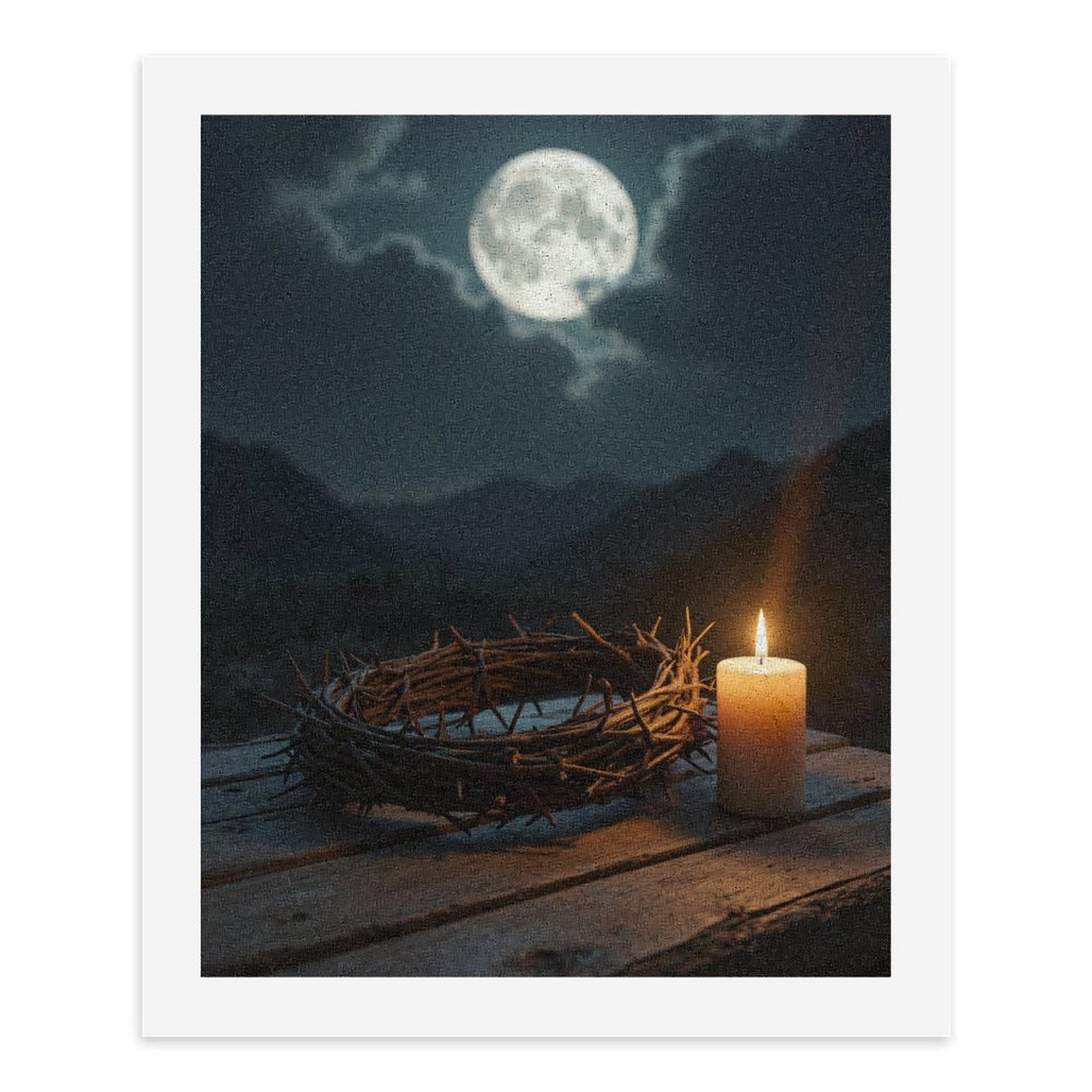 Paint By Numbers Kit for Adults Beginner - Moonlit Night Candle Thorns DIY Canvas Painting Kits for Adults, Frameless Paint By Number for Adults for Home Wall Decor 16x20 Inch