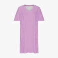 thumbnail image 4 of Ecqkame Women's Plus Size Dress Summer V Neck Short Sleeve Casual Dress Solid Color Loose Midi Dress with Pockets Purple XXXL, 4 of 5