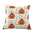 thumbnail image 2 of Fall Home Decor, Ghost Pillow Cover 45*45Cm No Pillow Insert Cute White Ghost Holding Pumpkin Pattern, Pink-Free Cute Fall Decor for Living Room, Bedroom and Dorm Room, Halloween, 2 of 6