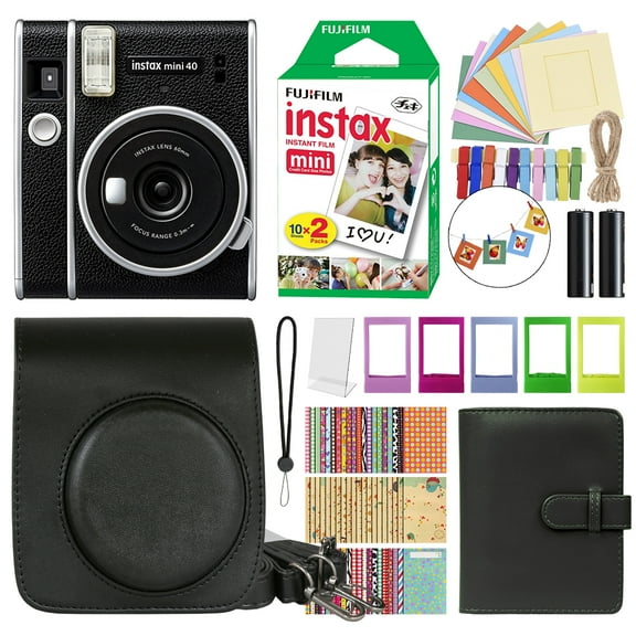 Fujifilm Instax Mini 40 Fuji Instant Film Camera Black   20 Film Deluxe Bundle