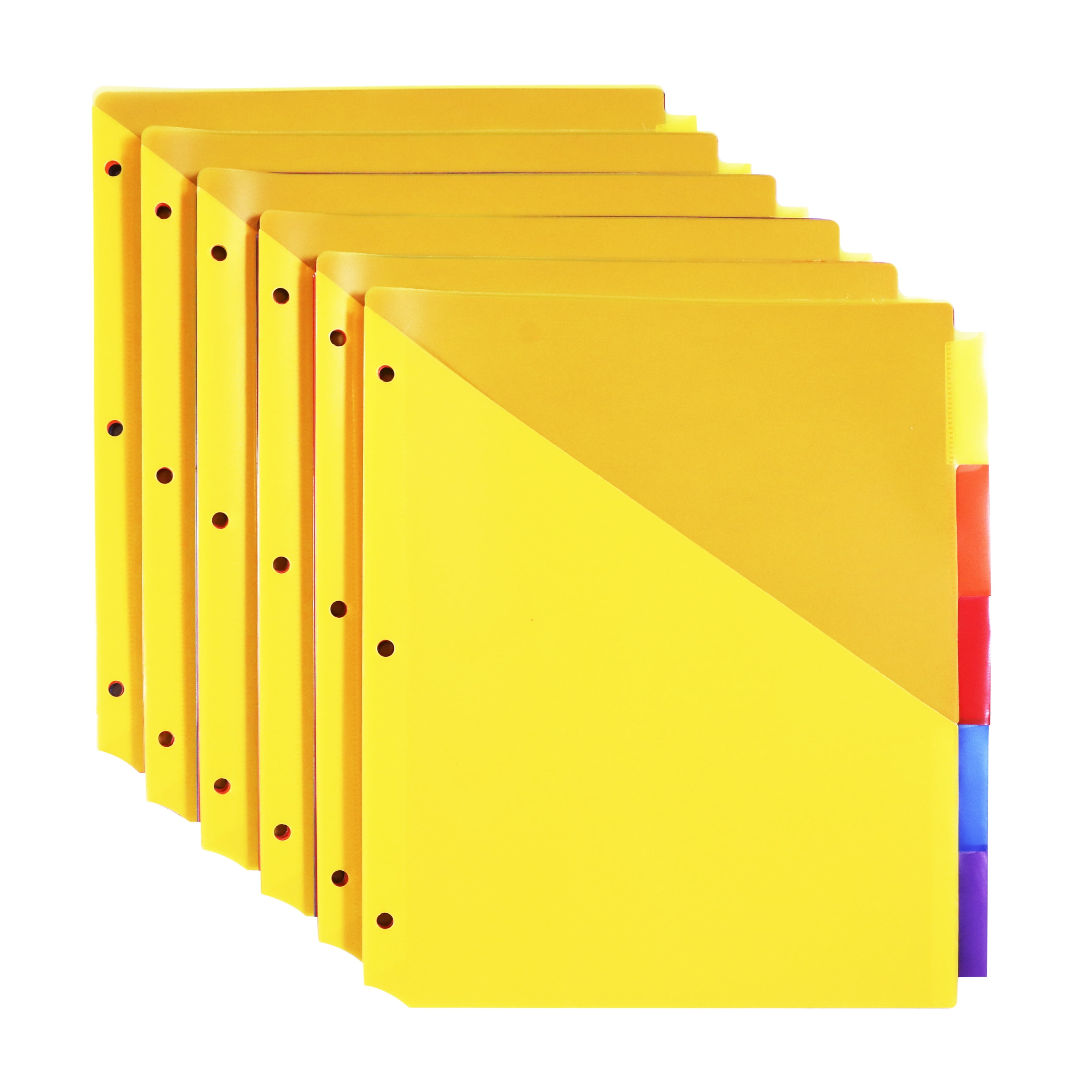 Pen+Gear Vibrant Color 5-Tab Insertable Dividers with Pockets, 6 Pack, Model 90159