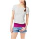 thumbnail image 1 of Aeropostale Camiseta básica recortada con nudo en la espalda para mujer, gris, pequeña, 1 of 4