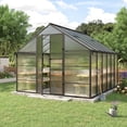 thumbnail image 2 of 12x10FT Walk-in Greenhouse, Heavy-Duty Outdoor Polycarbonate Green House with Reinforced Aluminum Frame for Garden, Patio, Backyard, 2 of 7