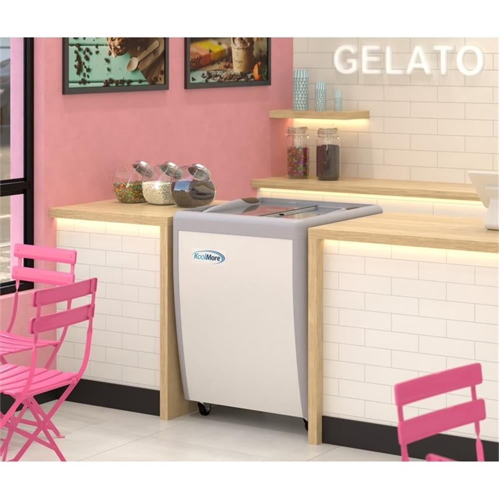 Pemberly Row 26" 6 cu. ft Gelato Dipping Cabinet Display Freezer w/ Sliding Door