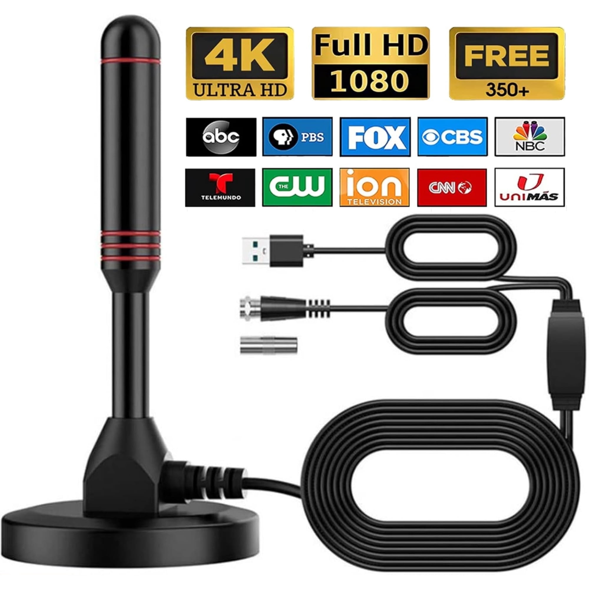 2026 Upgraded Digital TV Antenne for Smart TV, Long Range Reception HD Antenna Amplifier Signal Booster for Free Channels, 900 Miles Range TV Antennas for Local Channels, Support 4K 1080P