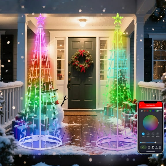 5.9ft RGB Led Christmas Tree With Star Topper – 154 Lights, App & Remote Control, Conical Christmas Tree, Multi - Color Modes, Indoor/outdoor Holiday Decor,christmas Decor,1 PCS