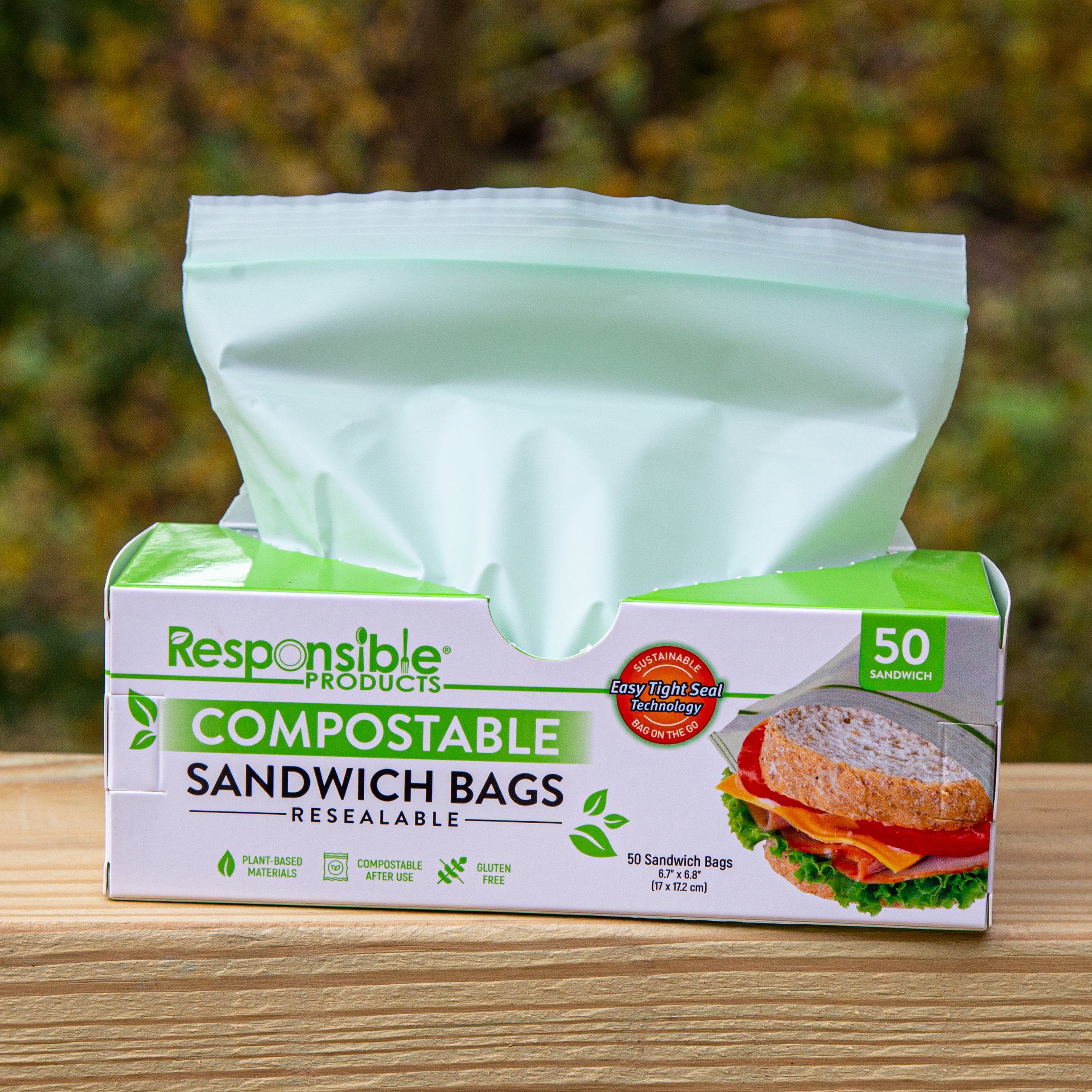 Medium Sandwich Resealable Zip Compostable Food Storage Bags (6.7 x 6.8)