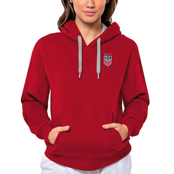 Women's Antigua Charcoal USWNT Victory Pullover Hoodie