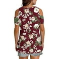 thumbnail image 6 of ZQUUVOU Women's Printing Blouses Short Sleeved V-Neck Off Shoulder Fashionable Top F-Red, 6 of 6