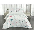 thumbnail image 3 of Ambesonne Modern Quilted Bedspread Set 3 Pcs, Pastel Color Polka Dots, Queen Size, Blue Pink Grey, 3 of 5