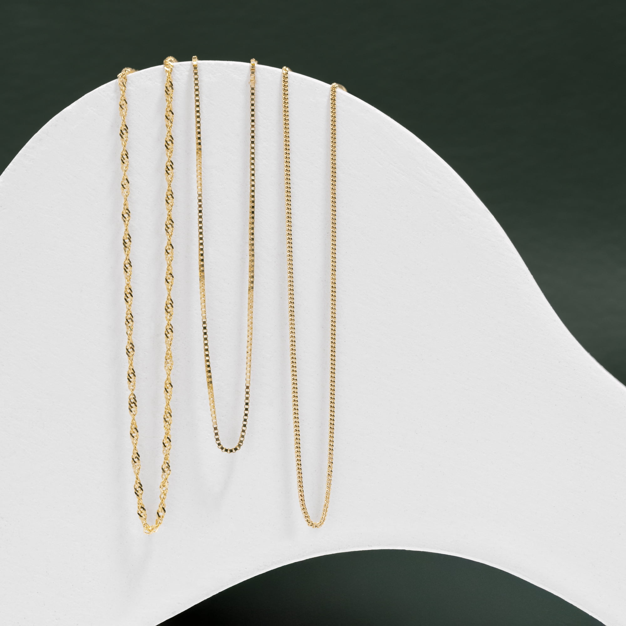 Amberta Real Italian Yellow 14K Gold Necklaces for Women Men | Super Thin Dainty & Sturdy Box Curb Singapore Solid Chain Delicate Choker 16/18/20 inch: 14K Gold Singapore Chain For Women 18 inch