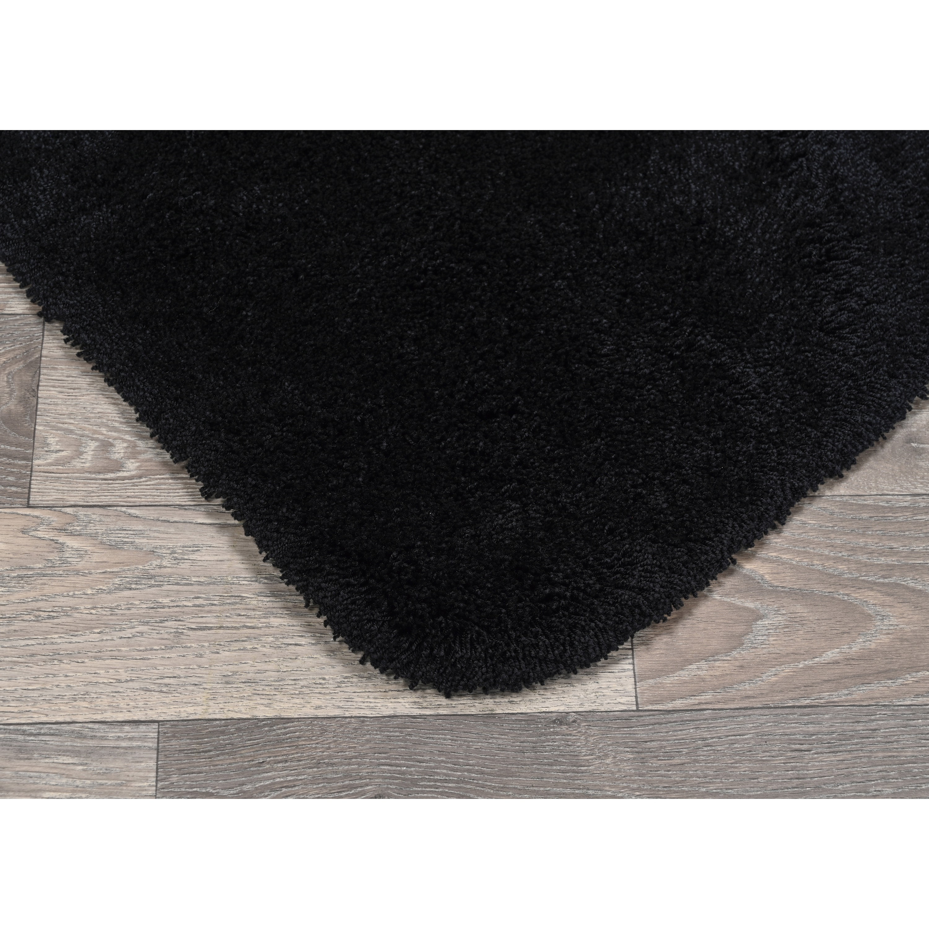 Garland Rug Finest Luxury Washable Bath Set, 4 Piece Set (2 Bath Rugs, Contour, & Lid) Black