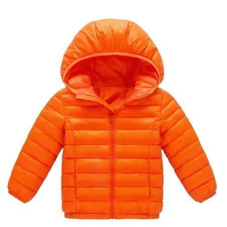 

REDARER Winter Child Kids Solid Color Hoodie Zipper Coats Keep Warm Jacket Clothes Sweatshirt Zipper Jacket For Girls Orange 3-4 Years