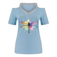 thumbnail image 4 of Camisetas Casuales para Mujeres Correa de Hombro de Verano Camiseta con Cuello en V, Manga Corta Top Ligero para el Hogar Y la Fiesta, 4 of 7