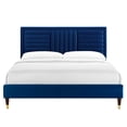 thumbnail image 3 of Modway Sofia Channel Tufted Velvet Twin Platform Bed in Navy, 3 of 6