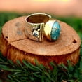 thumbnail image 3 of Blue Turquoise Ring Gold Plated Ring Handmade Ring Gemstone Ring Textured Ring Wedding Gift || Ali Baba Jewellery, 3 of 3