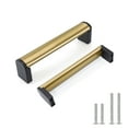 thumbnail image 4 of Fulgente 10 Pack Brushed Brass Kitchen Cabinets Handles 3-3/4 inch (96mm) Hole Center Gold and Black Dresser Drawer Pulls for Bathroom Cupboards Door Pull Golden Hardware 3-3/4'', 4 of 15