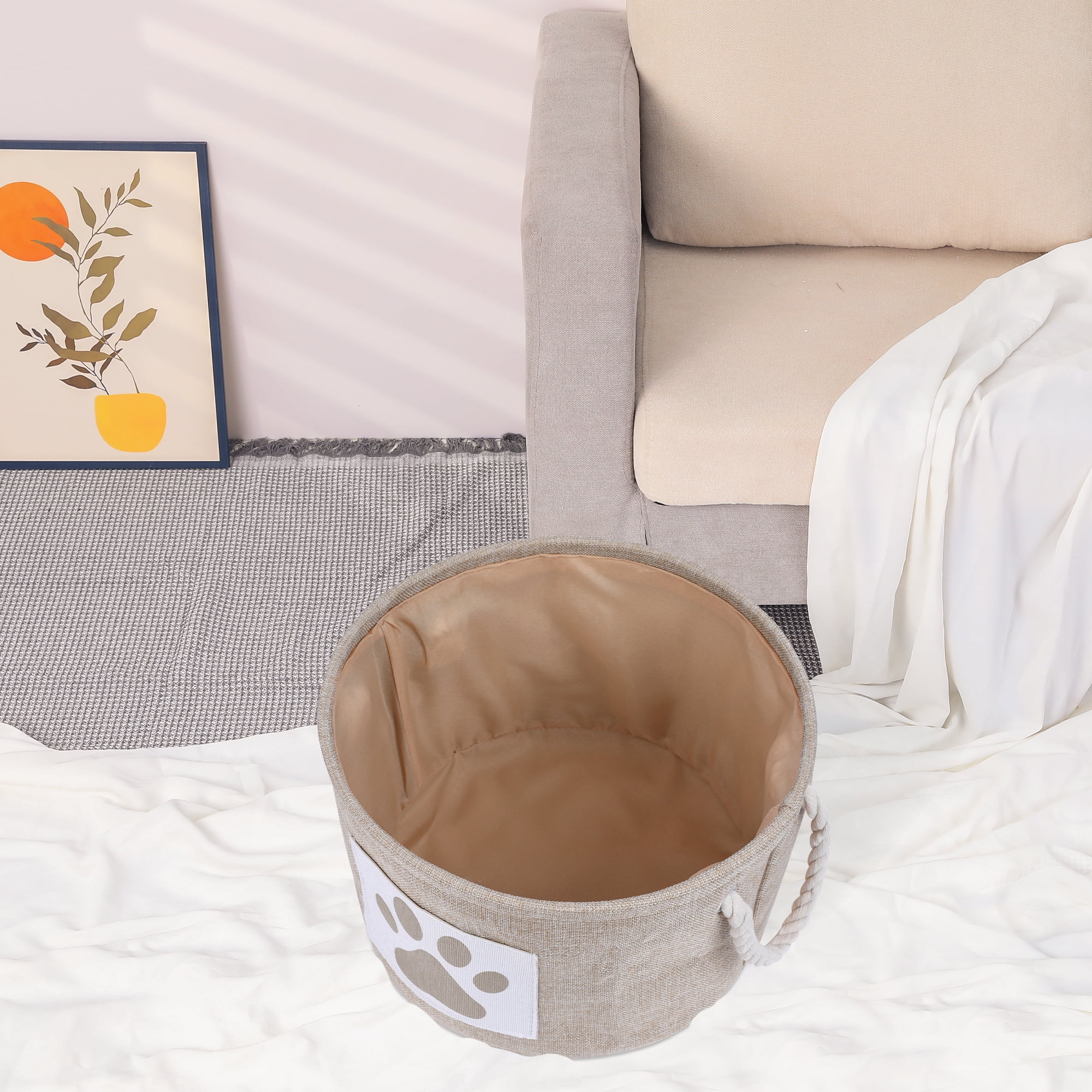 Unique Bargains Cotton Storage Cube with Handles Khaki 13*8.1in
