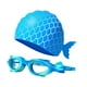 thumbnail image 4 of Gafas de natación con gorro, gafas de natación impermeables y ajustables para niños, natación de sirena Azul, 4 of 9