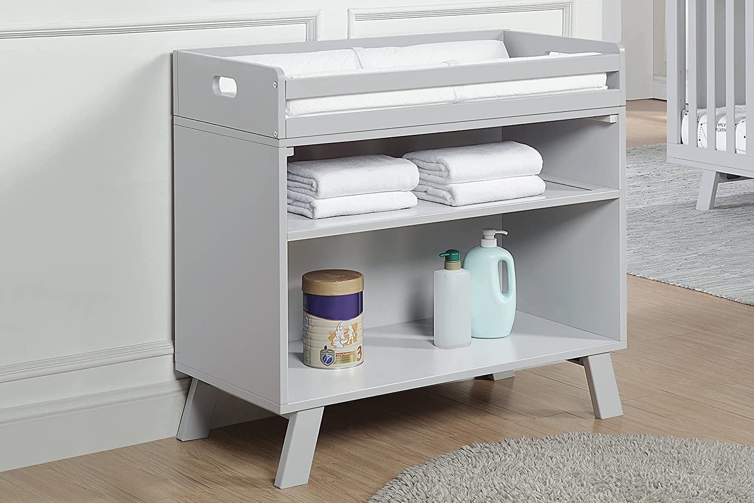 Suite Bebe Livia Multi Purpose Free Standing Changing Table with Removable Tray - Gray/Gray