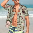 thumbnail image 5 of Picia Coffee Makers Macaroons Chocolate Gentle Cotton Regular Fit Short Sleeve Casual Hawaiian Shirt for Men-X-Large, 5 of 9